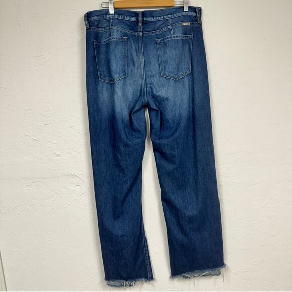 Kancan Blue Wide Leg Distressed High Rise Jeans Womens 31 Denim Classic Raw Hem - Picture 11 of 13